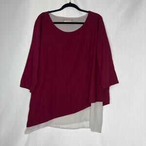 Soft Surroundings Maya Tunic Berry Linen Blend XL Lagenlook Minimalist